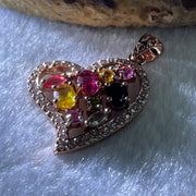 Natural Tourmaline Crystal Heart Shape with Charm Pendant in S925 Sliver 3.83g 5.2 by 4.0 by 1.8mm - Huangs Jadeite and Jewelry Pte Ltd
