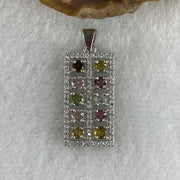 Natural Tourmaline Crystal in S925 Sliver Abacus Pendant 2.34g 3.2 by 2.0mm 10Beads - Huangs Jadeite and Jewelry Pte Ltd