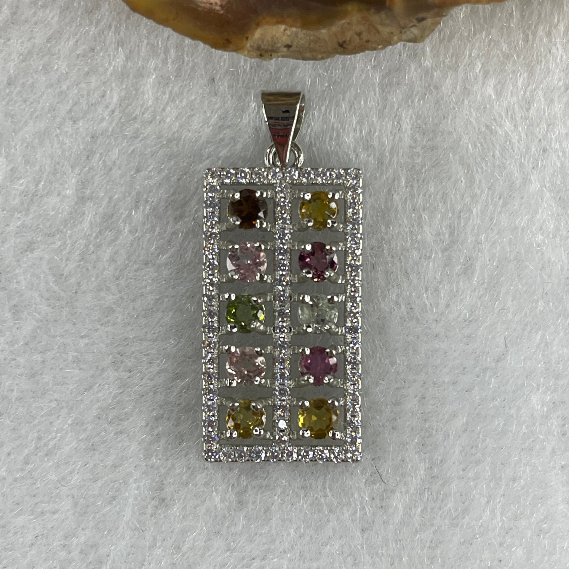 Natural Tourmaline Crystal in S925 Sliver Abacus Pendant 2.34g 3.2 by 2.0mm 10Beads - Huangs Jadeite and Jewelry Pte Ltd