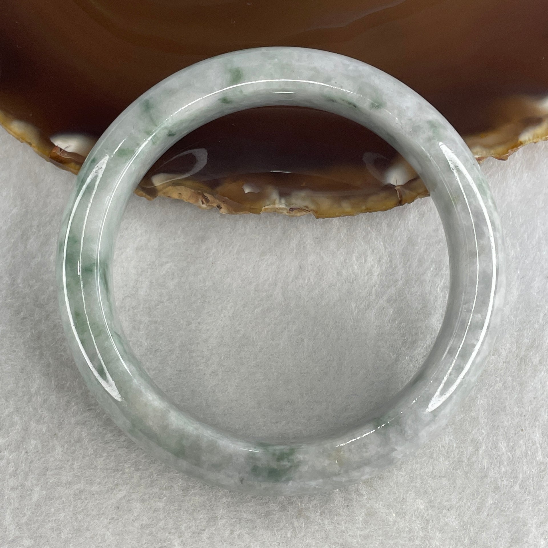 Natural Type A Light Green with Light Lavender and Blueish Green Piao Hua Jadeite Bangle 69.25g Internal Diameter 57.5mm 14.0 by 9.7mm (Close to Perfect) - Huangs Jadeite and Jewelry Pte Ltd