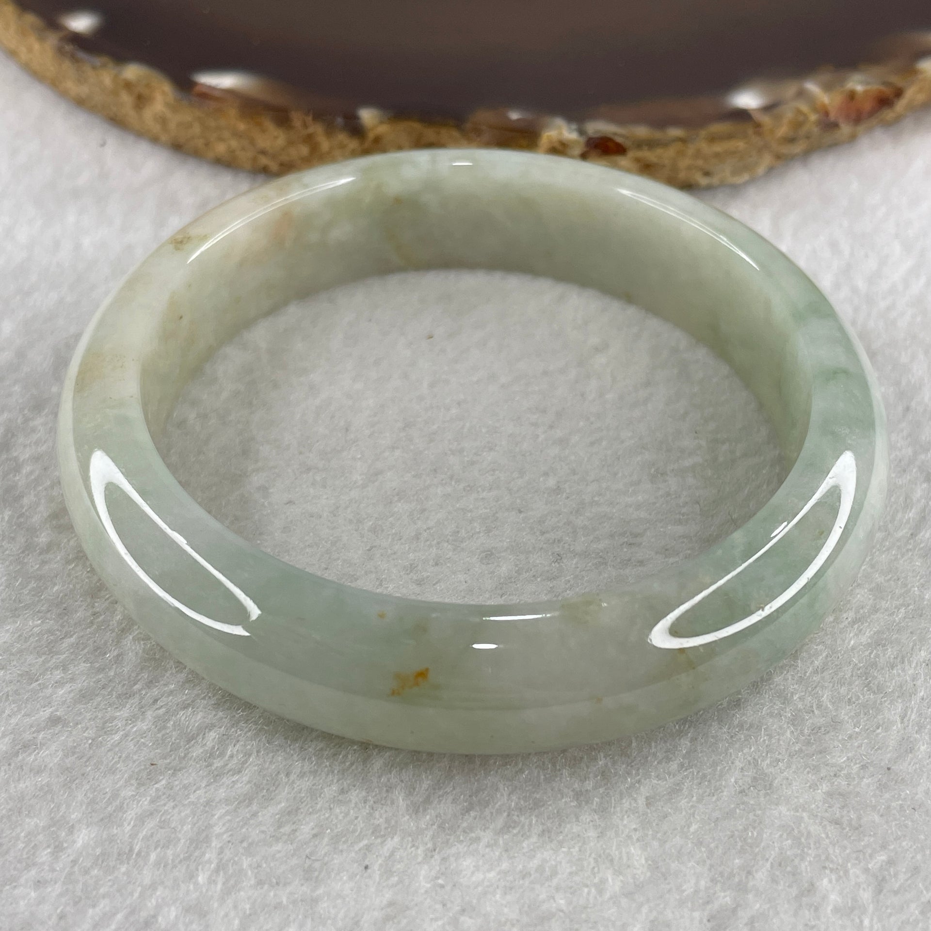Type A Green with Red Patches Jade Jadeite Bangle 59.78g inner Dia 59.5mm 13.7 by 7.9mm (Slight External Rough) - Huangs Jadeite and Jewelry Pte Ltd
