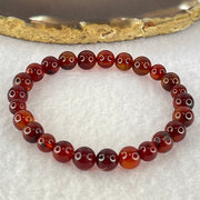 Natural Blood Red Amber Beads Bracelet 4.78g 14.5cm 7.3mm 25 Beads - Huangs Jadeite and Jewelry Pte Ltd