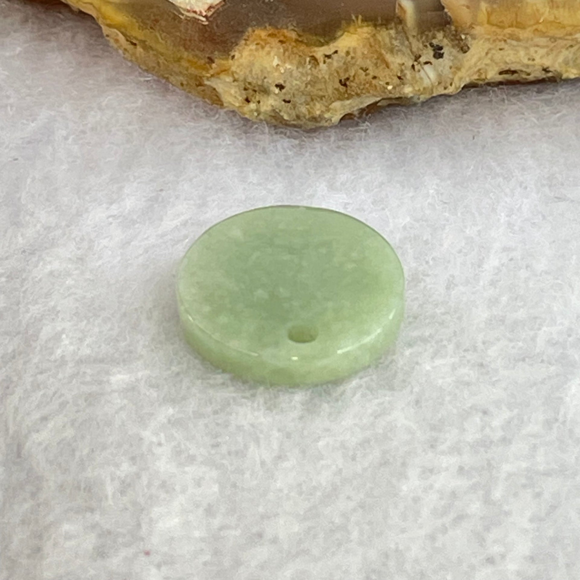 Type A Blueish Green Jadeite Mini Round Wu Shi Pai Pendant 1.18g 13.8 by 2.5mm - Huangs Jadeite and Jewelry Pte Ltd