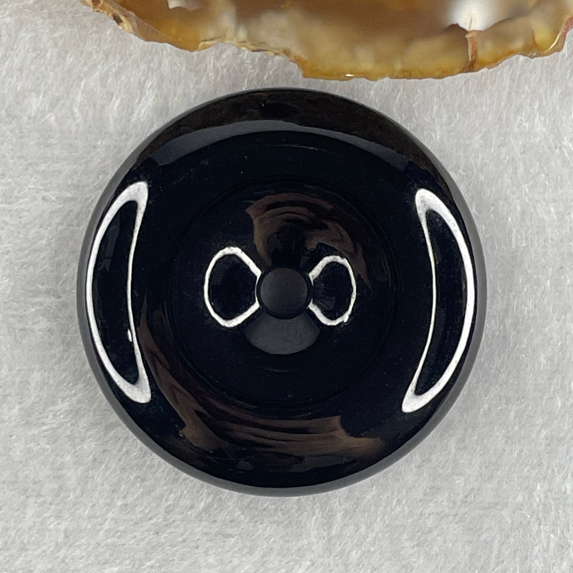 Type A Opaque Black Omphacite Jadeite Ping An Kou Donut Pendant 28.69g 38.0 by 9.4mm - Huangs Jadeite and Jewelry Pte Ltd