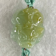 Type A Blueish Green with Yellow Jadeite Male Pixiu String Bracelet 3.31g 13cm 15.9 by 13.6 by 9.4mm - Huangs Jadeite and Jewelry Pte Ltd