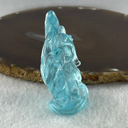 Liuli Blue 9 Tail Fox Display 74.92g 52.5 by 26.0 by 64.3mm - Huangs Jadeite and Jewelry Pte Ltd