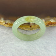 Type A Semi Icy Light Green with Yellow Brown Patch Jadeite Ring 3.26g 5.1 by 3.8mm US7.25 HK16 - Huangs Jadeite and Jewelry Pte Ltd