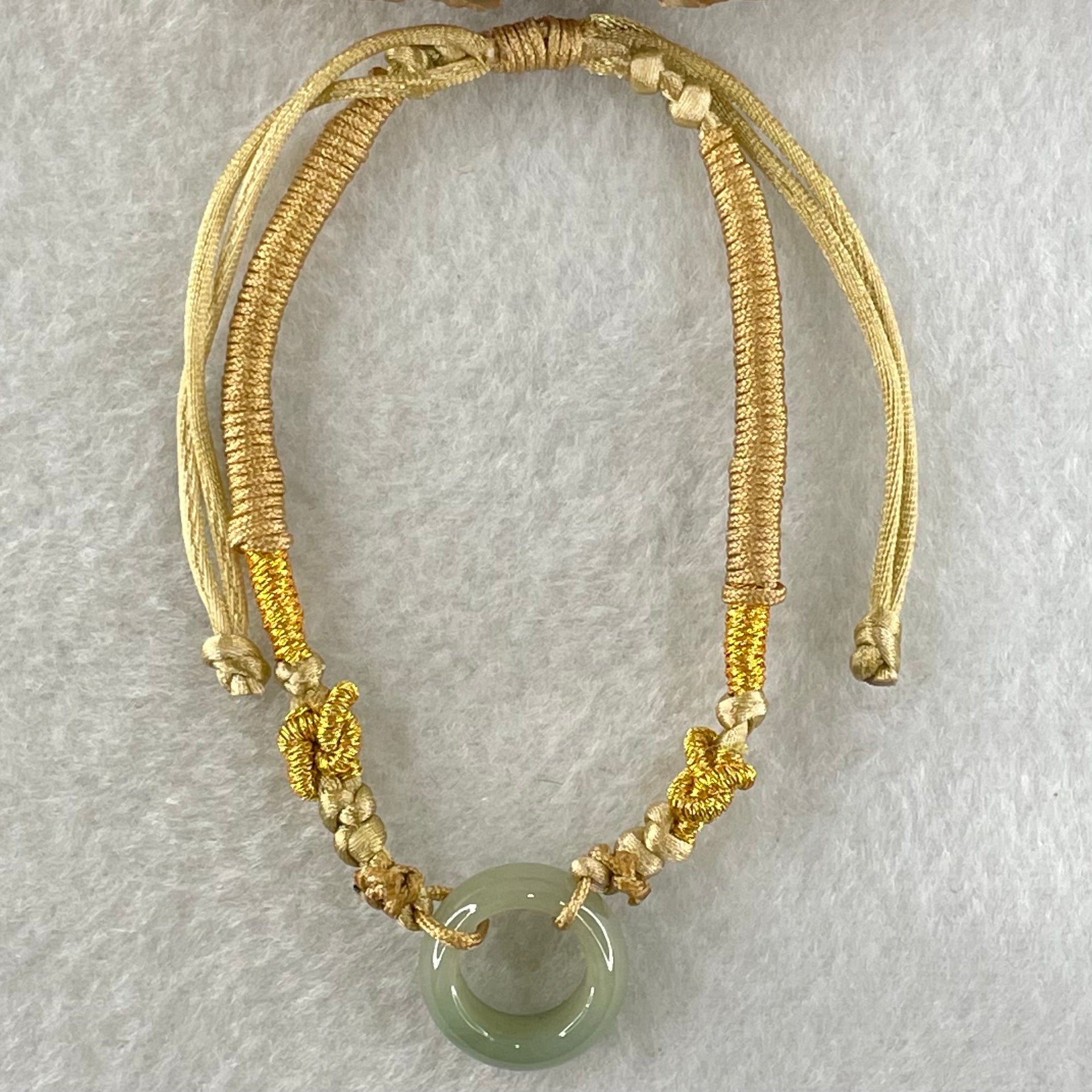 Type A Blueish Green Jadeite Ping An Kou String Bracelet 3.00g 14.9 by 6.3mm - Huangs Jadeite and Jewelry Pte Ltd