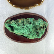 Natural Malachite Raw Stone Specimen Display in Wooden Stand 1,045.7g 160.0 by 114.1 by 12.0mm - Huangs Jadeite and Jewelry Pte Ltd
