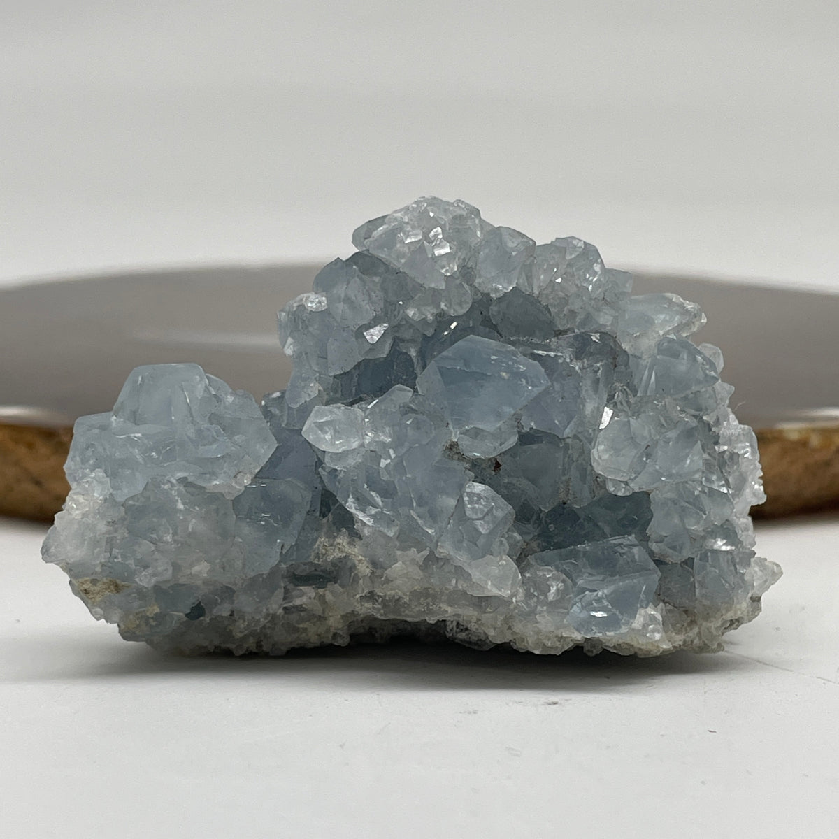 Natural Celestine Rough Display | Sky-Blue Prismatic Crystal Geode Cluster (112.07g | 62.0 x 39.1 x 39.2mm | "Stone of Heavenly Peace & Intuitive Wisdom" Tranquility Geode Anchor, Feng Shui Sanctuary Space Purifier)