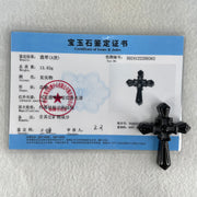 Type A Opaque Black Jadeite Cross Pendant 13.83g 49.8 by 38.2 by 8.3mm - Huangs Jadeite and Jewelry Pte Ltd