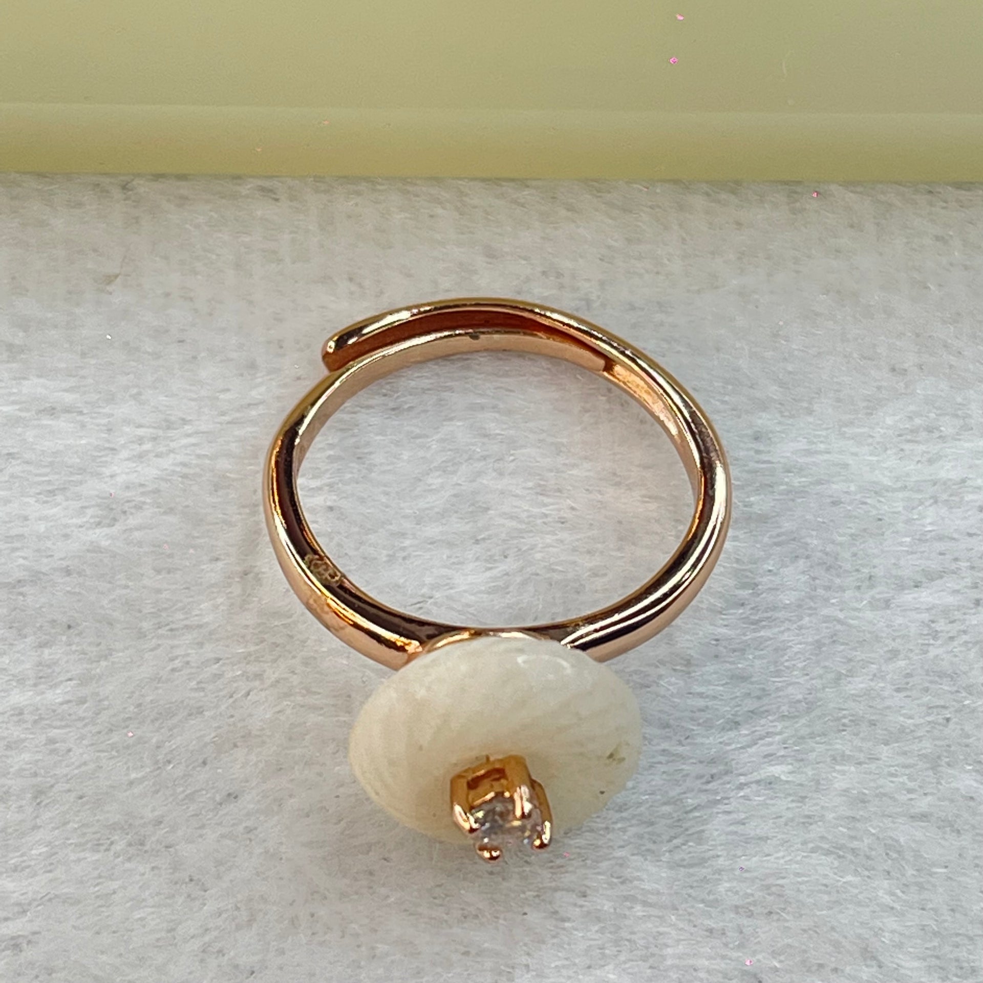 Natural Milky Quartz In S925 Sliver Ring In Rose Gold Color 2.80g 3.0 by 1.5mm - Huangs Jadeite and Jewelry Pte Ltd