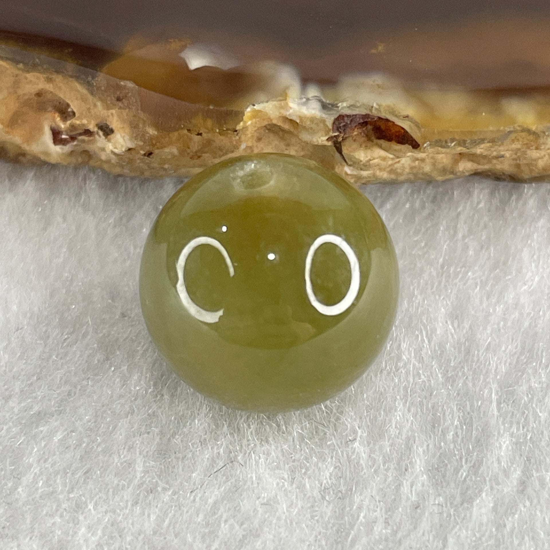 Natural Type A Yellowish Green Jadeite Bead Charm 4.49g 13.8mm - Huangs Jadeite and Jewelry Pte Ltd