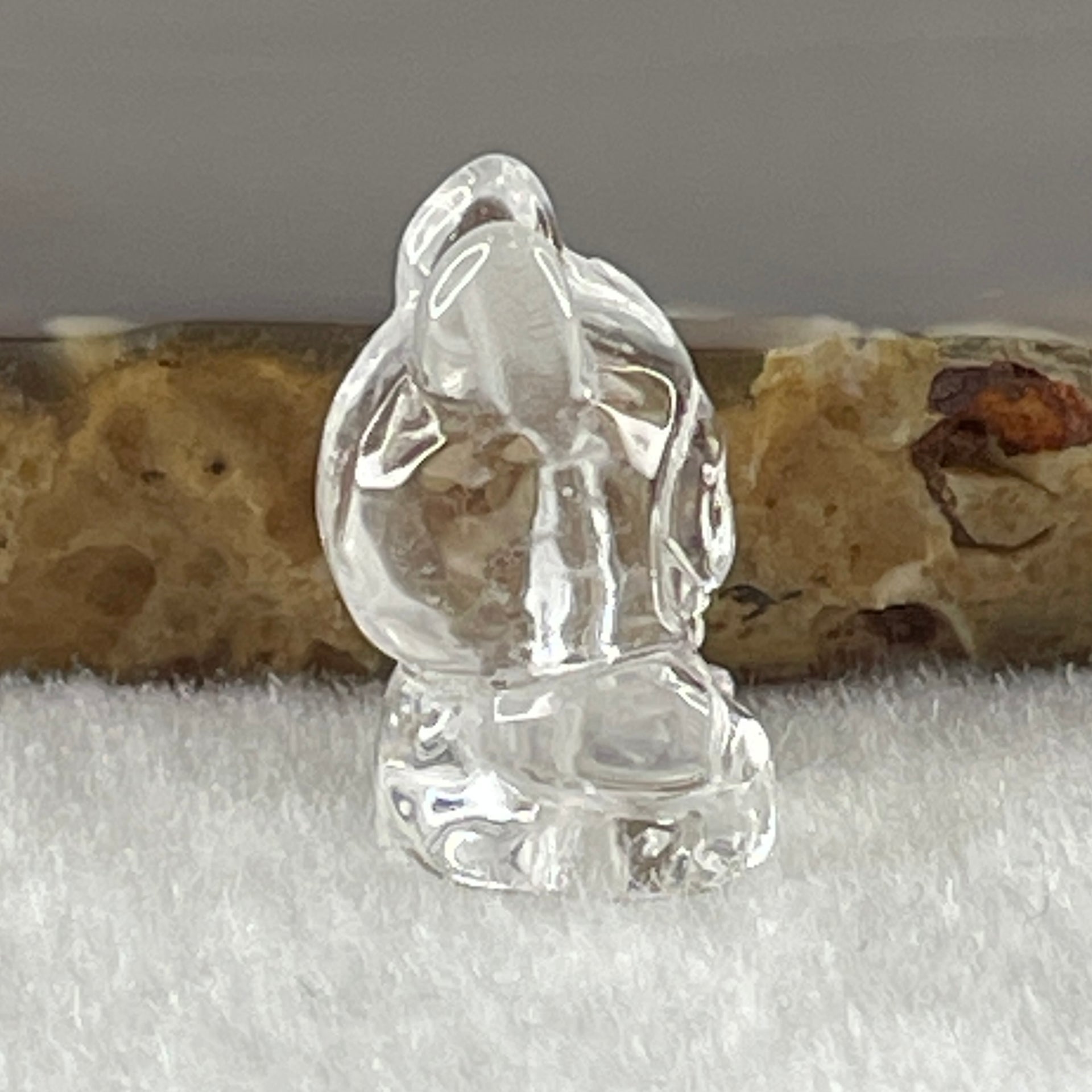Natural Clear Quartz Labubu Charm Display 3.49g 19.2 by 12.4 by 11.1mm - Huangs Jadeite and Jewelry Pte Ltd