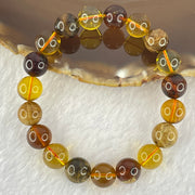 Natural Mixed Color Amber Beads Bracelet 9.41g 15.5cm 9.9mm 19 Beads - Huangs Jadeite and Jewelry Pte Ltd