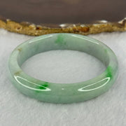 Type A Light Green with Bright Green Patches and Lavender Jadeite Bangle 54.16g Internal Diameter 58.4mm 12.6 by 7.9mm (Very Slight External Rough) - Huangs Jadeite and Jewelry Pte Ltd