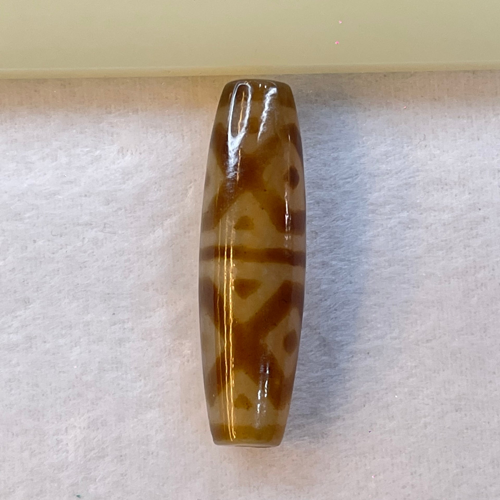 Natural Powerful Tibetan Old Oily Agate 6 Eye Vajra Dzi Bead Heavenly Master (Tian Zhu) 六眼金刚杵天诛 15.82g 49.0 by 14.5mm - Huangs Jadeite and Jewelry Pte Ltd
