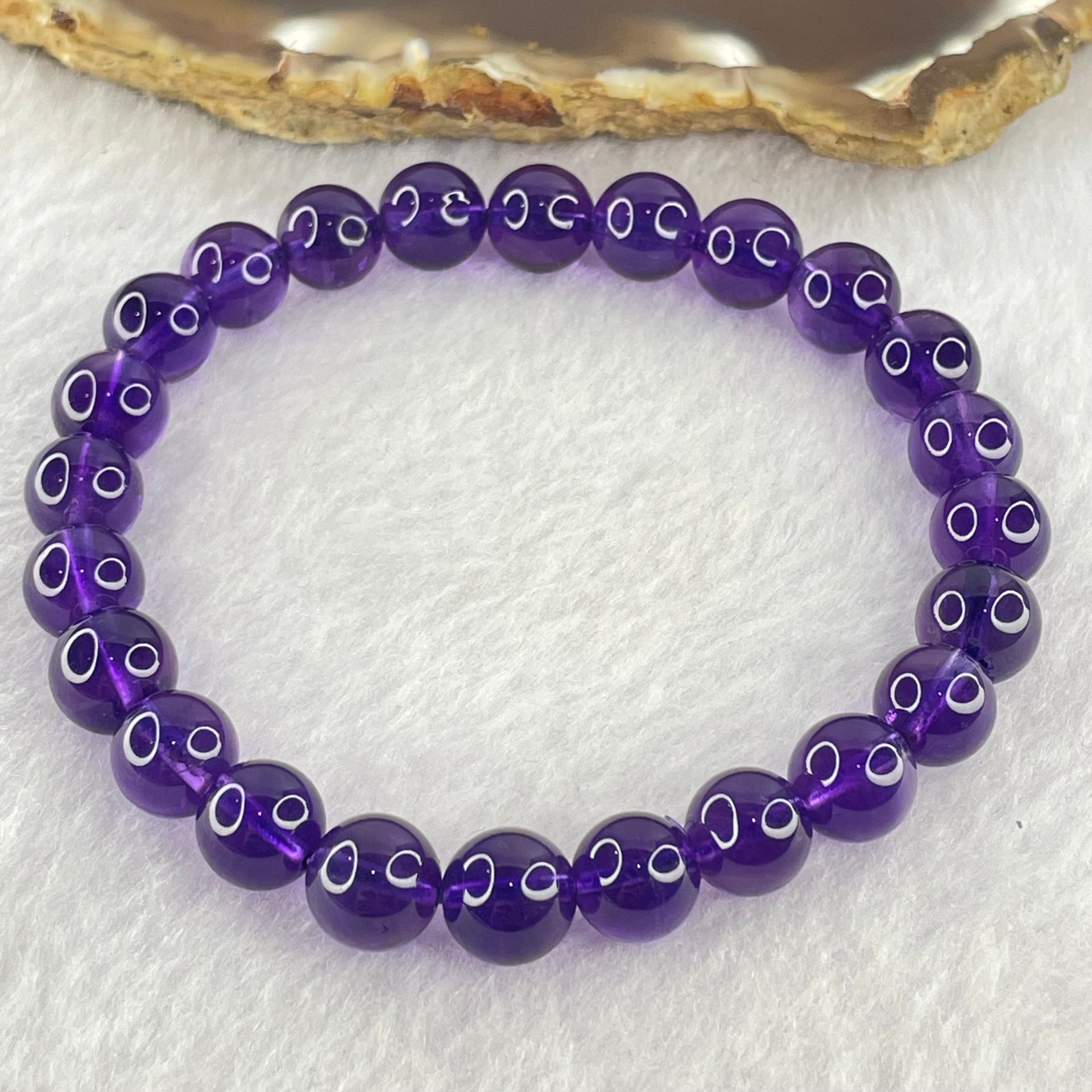 Very Good Grade Natural Amethyst Bracelet 18.35g 16cm 8.4mm 24 Beads - Huangs Jadeite and Jewelry Pte Ltd
