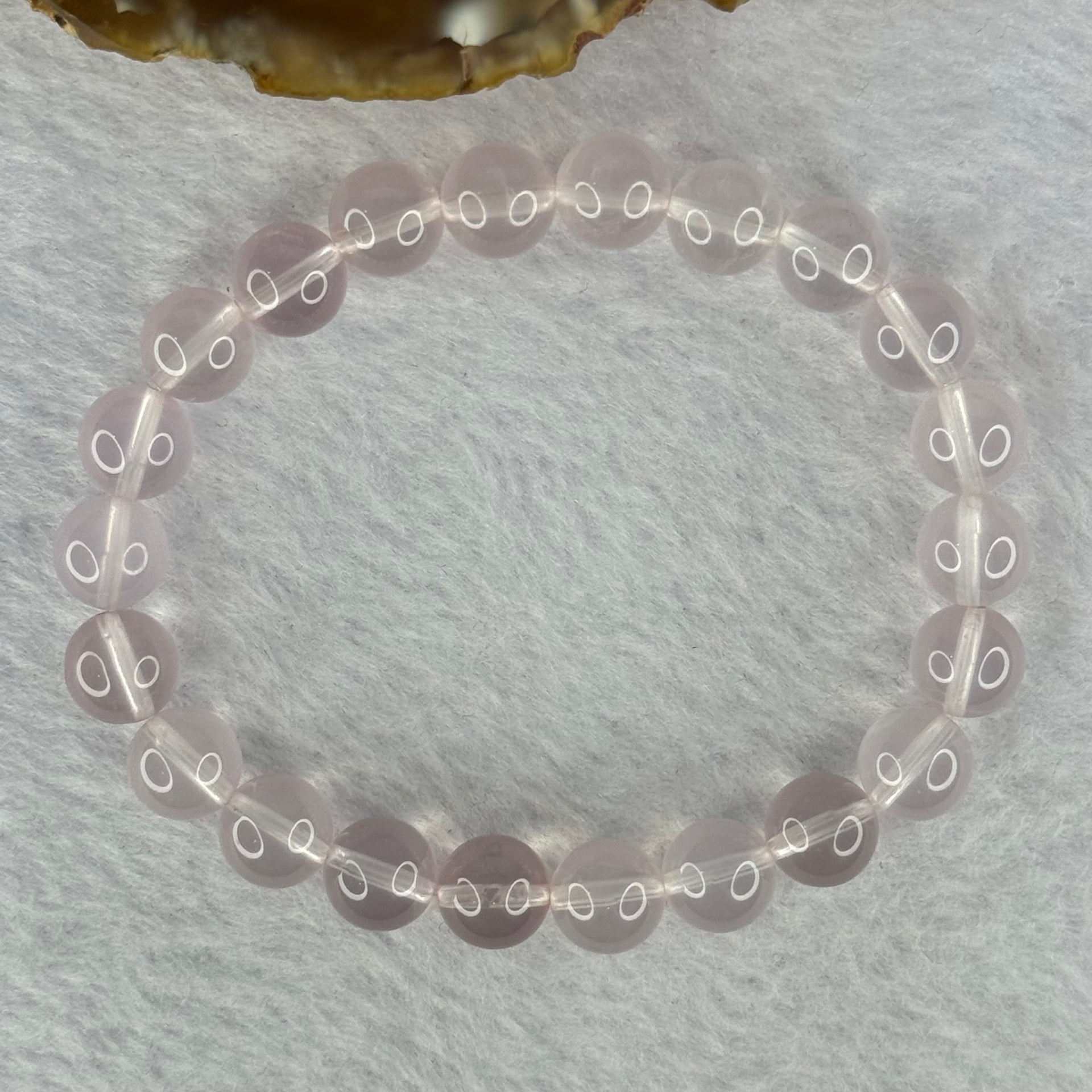 Natural Rose Quartz Beads Bracelet 天然玫瑰石英珠手链 24.05g 17cm 9.3mm 22 Beads - Huangs Jadeite and Jewelry Pte Ltd