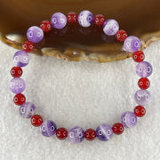 Natural Dreamy Amethyst with Red Agate Beads Bracelet 14.79g 16cm 8.3mm Amethyst 14Beads - Red 6.0mm 14 Beads - Huangs Jadeite and Jewelry Pte Ltd