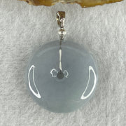 Natural Type A Lavender Jadeite Ping An Kou Donut Pendant in Silver Clasp Signifying Protection Blessings 6.54g 24.0 by 5.5mm - Huangs Jadeite and Jewelry Pte Ltd