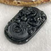 Type A Opaque to Partial Translucent Black Omphacite Jadeite Pixiu Pair Pendant 22.39g 54.7 by 34.8 by 8.8mm - Huangs Jadeite and Jewelry Pte Ltd