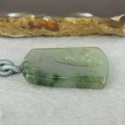 Type A Semi Icy Green Piao Hua Jadeite Shan Shui with Benefactor Gui Ren Pendent 13.79g 34.8 by 27.7 by 4.9mm - Huangs Jadeite and Jewelry Pte Ltd