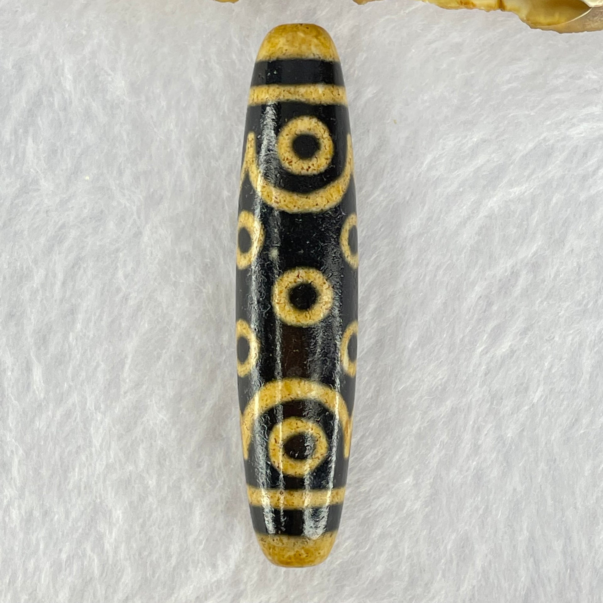 Natural Powerful Tibetan Old Oily Dark and Light Brown Agate 15 Eyes Dzi Bead Heavenly Master (Tian Zhu) 十五眼天诛 14.93g 58.5 by 13.0mm - Huangs Jadeite and Jewelry Pte Ltd