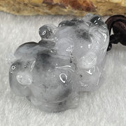 Type A Lavender with Wuji Black Patches Jadeite Male Pixiu Pendant 11.00g 26.0 by 17.7 by 12.8mm - Huangs Jadeite and Jewelry Pte Ltd