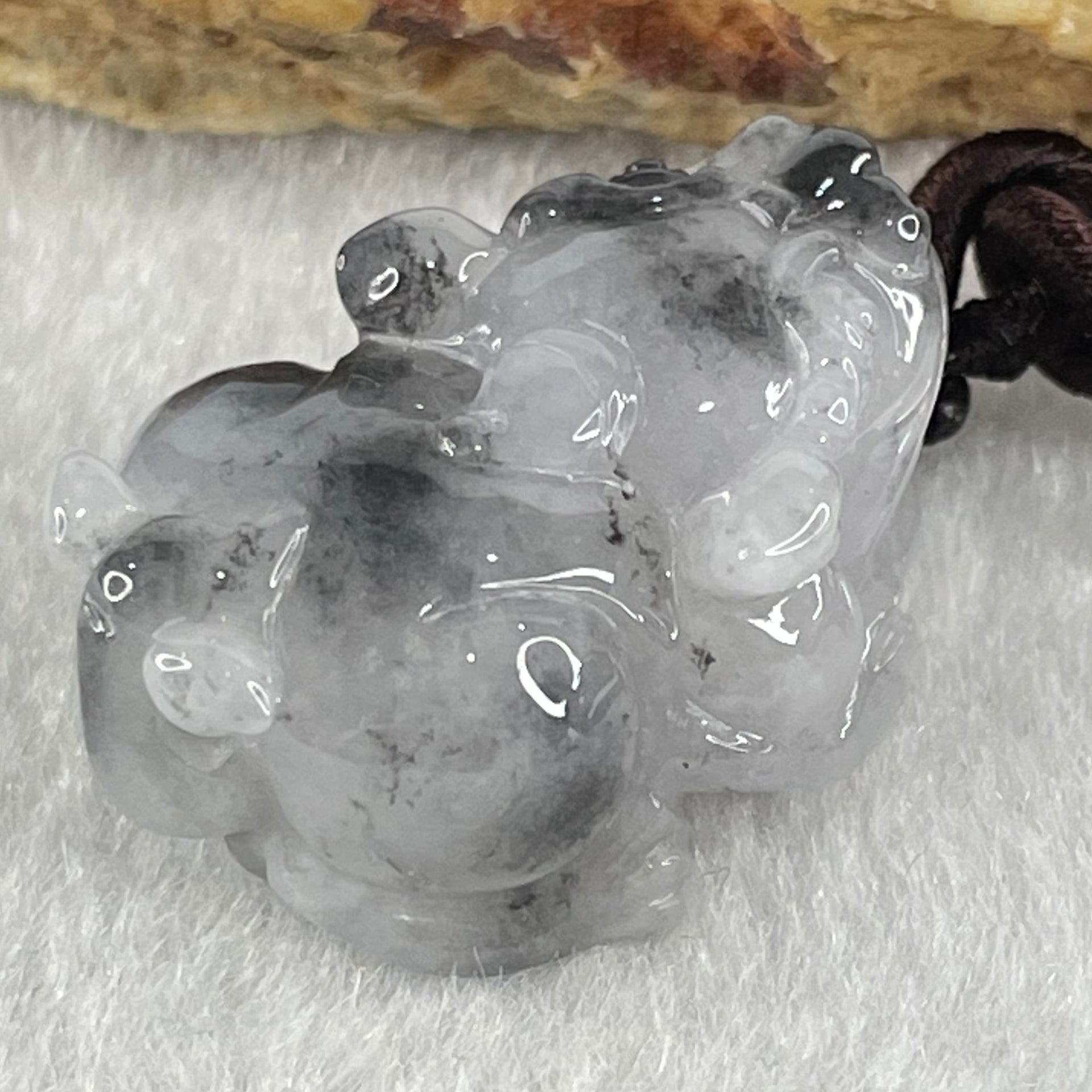 Type A Lavender with Wuji Black Patches Jadeite Male Pixiu Pendant 11.00g 26.0 by 17.7 by 12.8mm - Huangs Jadeite and Jewelry Pte Ltd