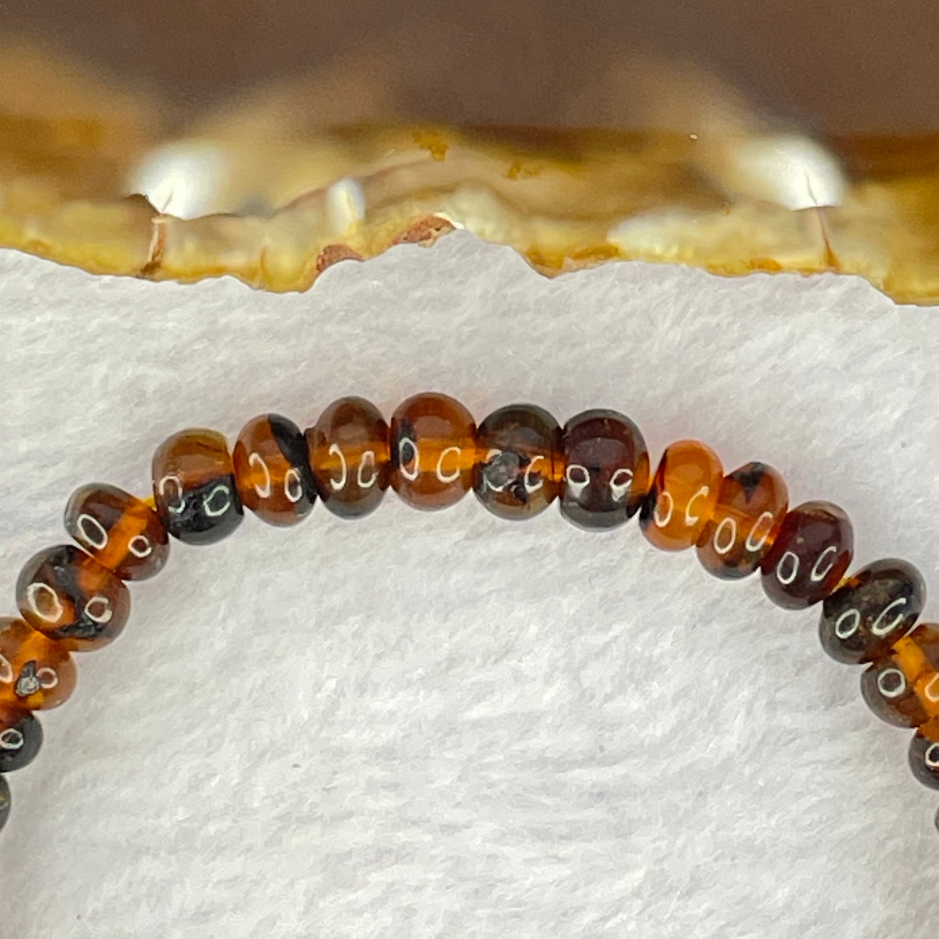 Natural Dark Brownish Yellow Medicine Amber Beads Bracelet 天然抚顺药珀手链 4.30g 15cm 6.5mm 42 Beads - Huangs Jadeite and Jewelry Pte Ltd