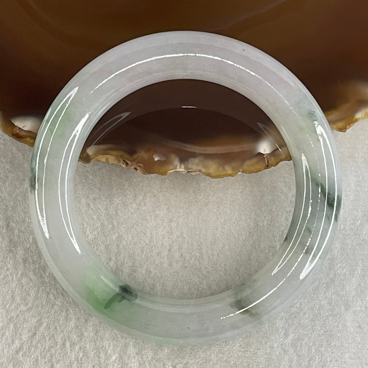 Certified Natural Type A Light Lavender with Apple Green & Green Piao Hua Jadeite Full Round Bangle | 52.8mm ID (66.09g | 11.4x11.0mm Crown, Heart & Third Eye Chakra Harmony, Noble Serenity & Wealth Shield)(Slight Internal Line)
