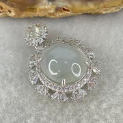 Type A Icy Deep Lavender Cabochon Jadeite in S925 Sliver with Crystal Charm 3.78g 12.8 by 11.9 by 6.0mm - Huangs Jadeite and Jewelry Pte Ltd