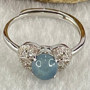 Type A Dark Blue with Blueish Green Jadeite with Crystals in S925 Sliver Ring (Adjustable Size) 1.65g 5.8 by 4.5mm - Huangs Jadeite and Jewelry Pte Ltd