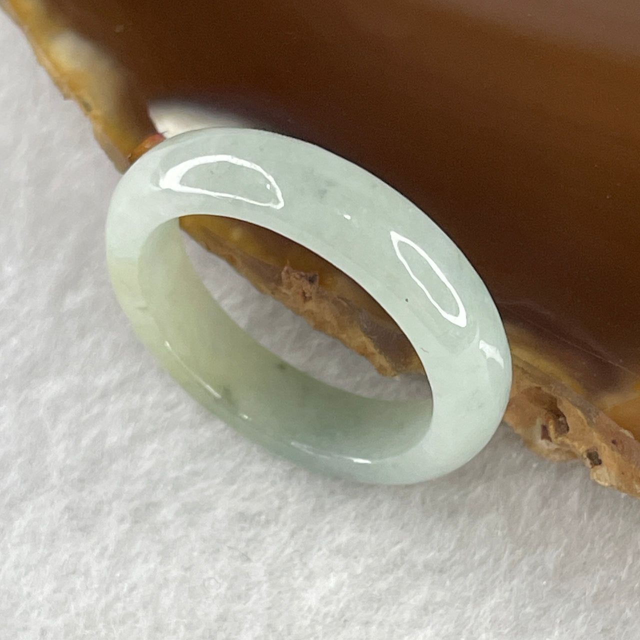 Natural Type A Faint Green with Green Jadeite Ring 3.03g 5.1 by 3.3mm US 8 HK 17.5 - Huangs Jadeite and Jewelry Pte Ltd