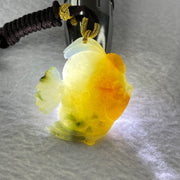 Type A Green Yellow Red with Blueish Green Piao Hua Jadeite Angelfish Pendent 43.67g 51.0 by 45.5 by 13.8 mm - Huangs Jadeite and Jewelry Pte Ltd