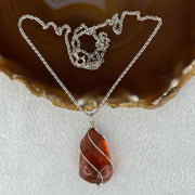 Natural Amber in S925 Sliver Necklace 11.95g 33.5 by 19.4 by 14.5mm - Huangs Jadeite and Jewelry Pte Ltd
