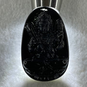 Type A Opaque to Partial Translucent Black Omphacite Jadeite Akasagarbha Bodhissattva Pendant Ox and Tiger Zodiac Guardian 17.04g 52.7 by 34.2 by 7.4mm - Huangs Jadeite and Jewelry Pte Ltd