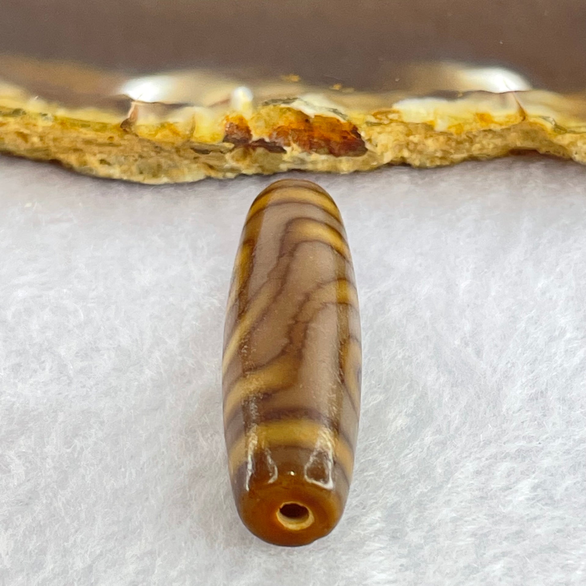 Natural Powerful Tibetan Old Oily Agate 2 Eyes Dzi Bead Heavenly Master (Tian Zhu) 二眼天诛 8.00g 38.9 by 11.6mm - Huangs Jadeite and Jewelry Pte Ltd