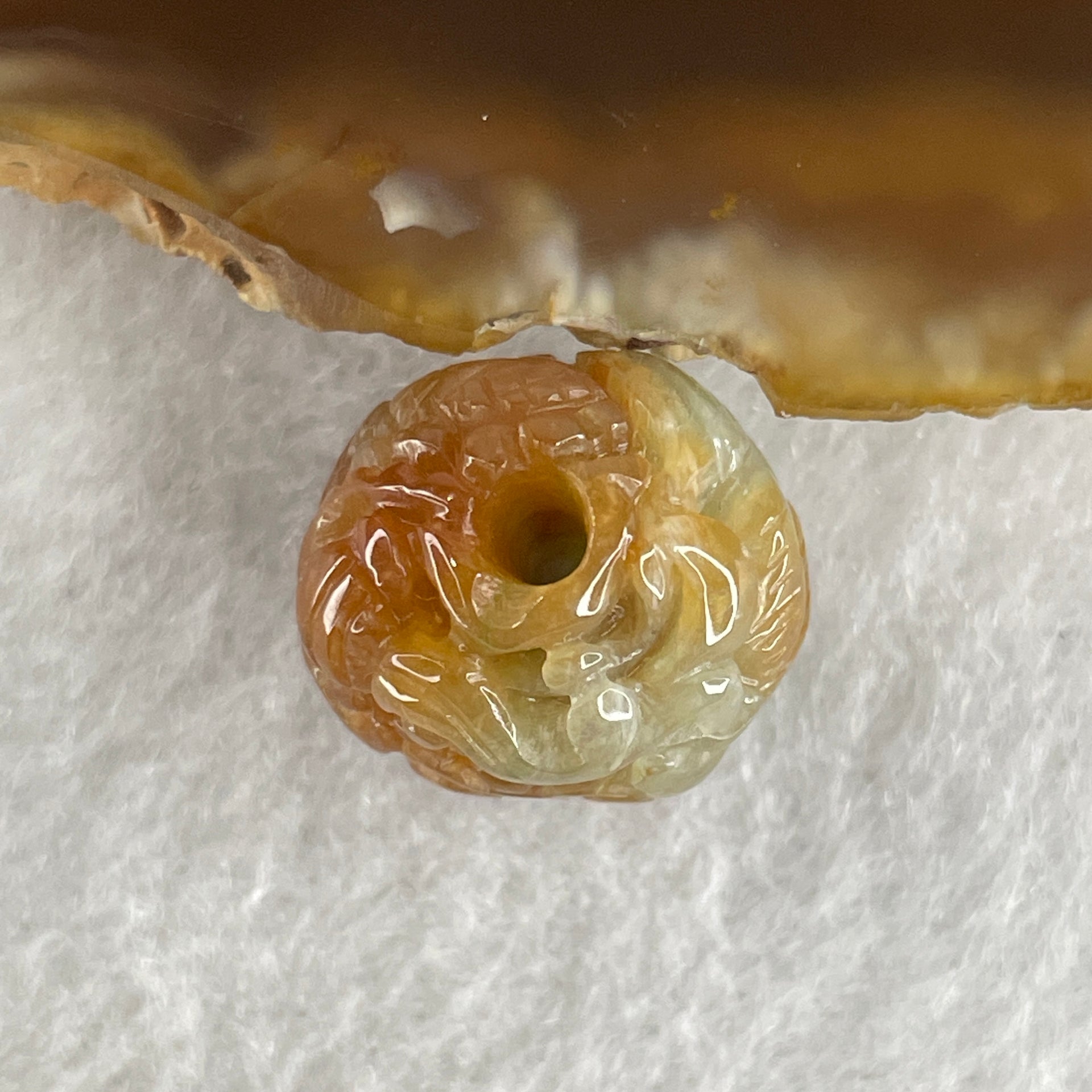 Natural Type A Reddish Brown with Light Green Jadeite Dragon Charm 6.00g 16.6 by 15.9 by 14.1mm - Huangs Jadeite and Jewelry Pte Ltd