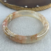 Natural Pink Flower Agate Bangle Set | (104.40g | 55.8mm ID | 10.8 x 7.4mm | Perfect | Blooming Self-Love & Emotional Renewal Anchor, Feng Shui Harmony & Stacking Peace Bangle Set) - Huangs Jadeite and Jewelry Pte Ltd