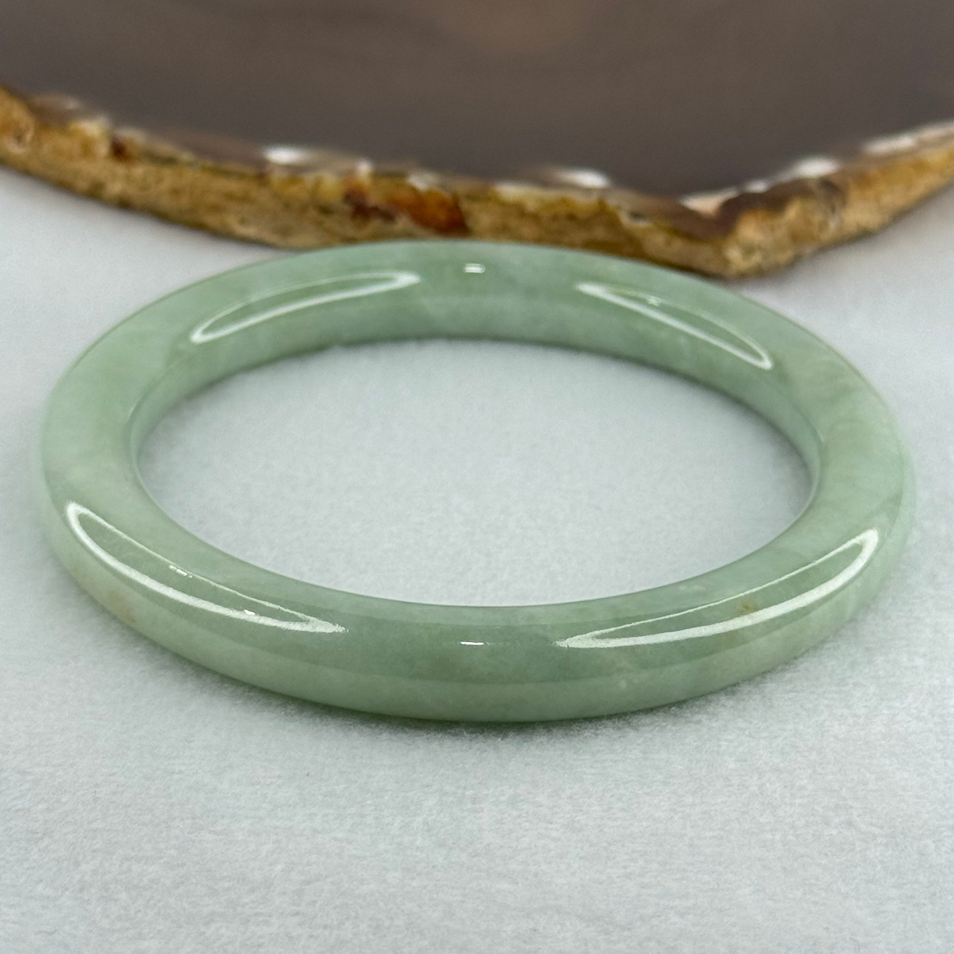Type A Light Blueish Green Jadeite Bangle Internal Diameter 61.9mm 56.19g  9.6 by 9.9mm (Slight Internal Line) - Huangs Jadeite and Jewelry Pte Ltd