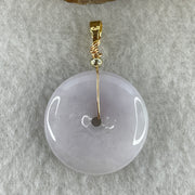 Natural Type A Lavender Jadeite Ping An Kou Pendant | 24.5mm Regal Purple Translucent Jade Peace Disc Talisman (6.95g | 24.5 x 5.3mm) - Huangs Jadeite and Jewelry Pte Ltd