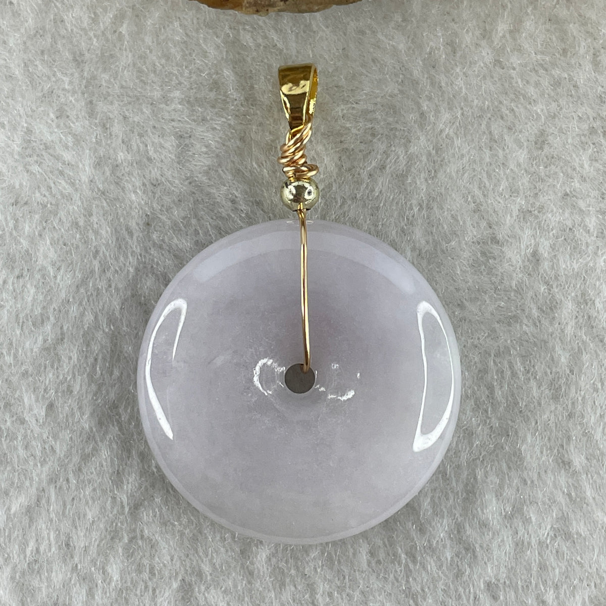 Natural Type A Lavender Jadeite Ping An Kou Pendant | 24.5mm Regal Purple Translucent Jade Peace Disc Talisman (6.95g | 24.5 x 5.3mm) - Huangs Jadeite and Jewelry Pte Ltd