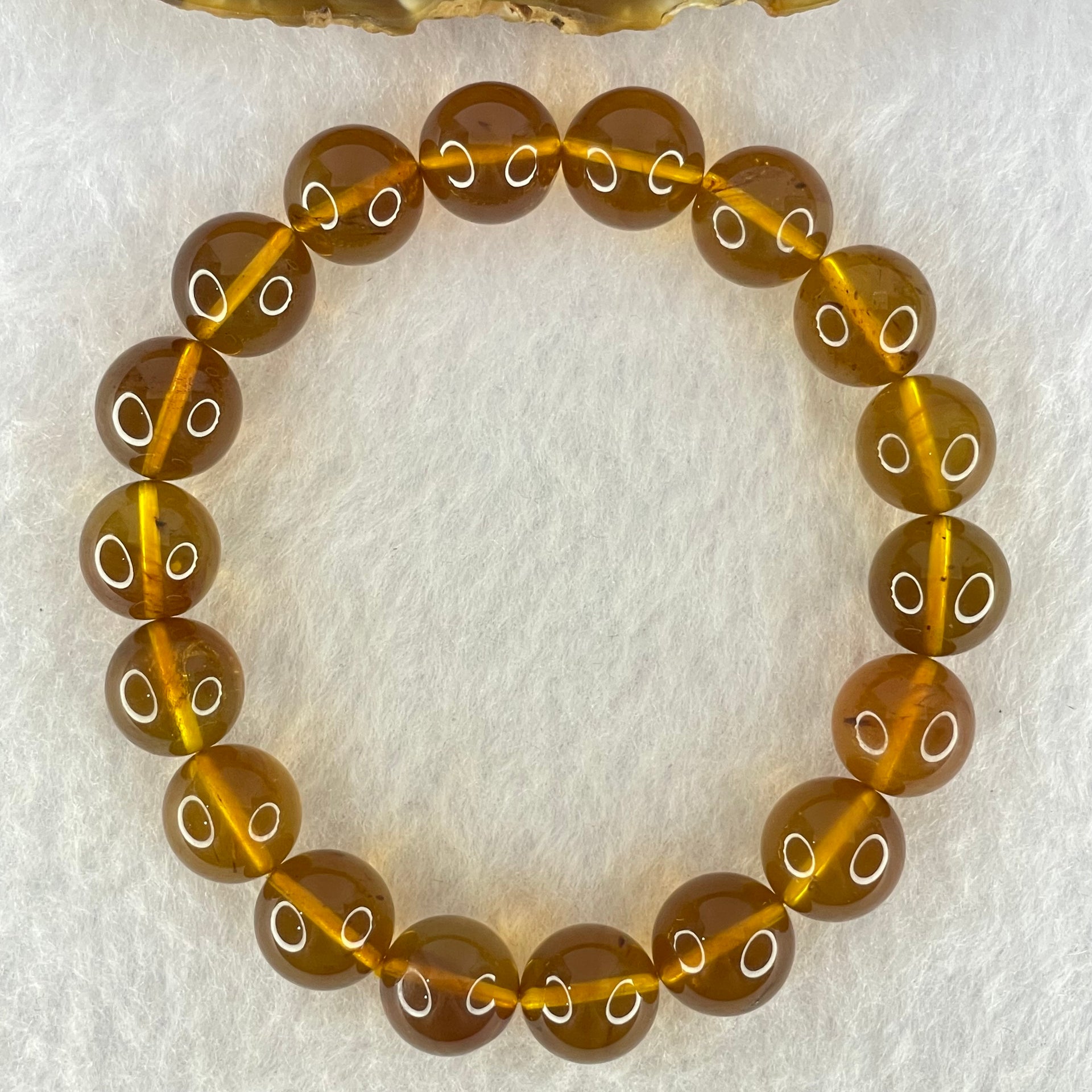 Natural Yellow Purple Amber Beads Bracelet 天然巨峰紫葡萄琥珀手链 13.74g 17cm 11.7mm 18 Beads - Huangs Jadeite and Jewelry Pte Ltd