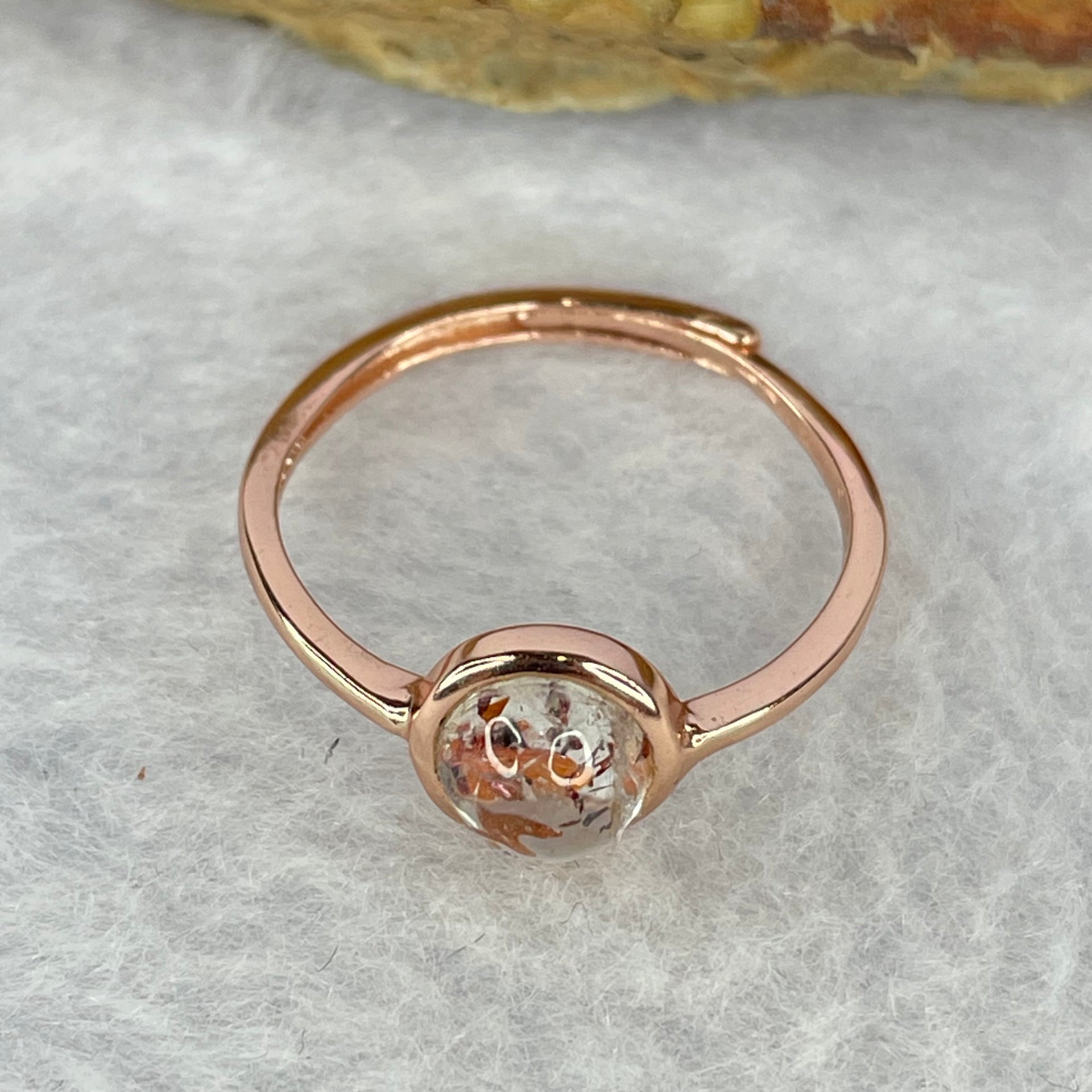 Above Average Grade Natural Super 7 Crystal in 925 Sliver Ring in Rose Gold Color (Adjustable Size) 天然超级七水晶 925 银戒指（可调节尺寸) 1.38g 6.0 by 6.0 by 3.8mm - Huangs Jadeite and Jewelry Pte Ltd