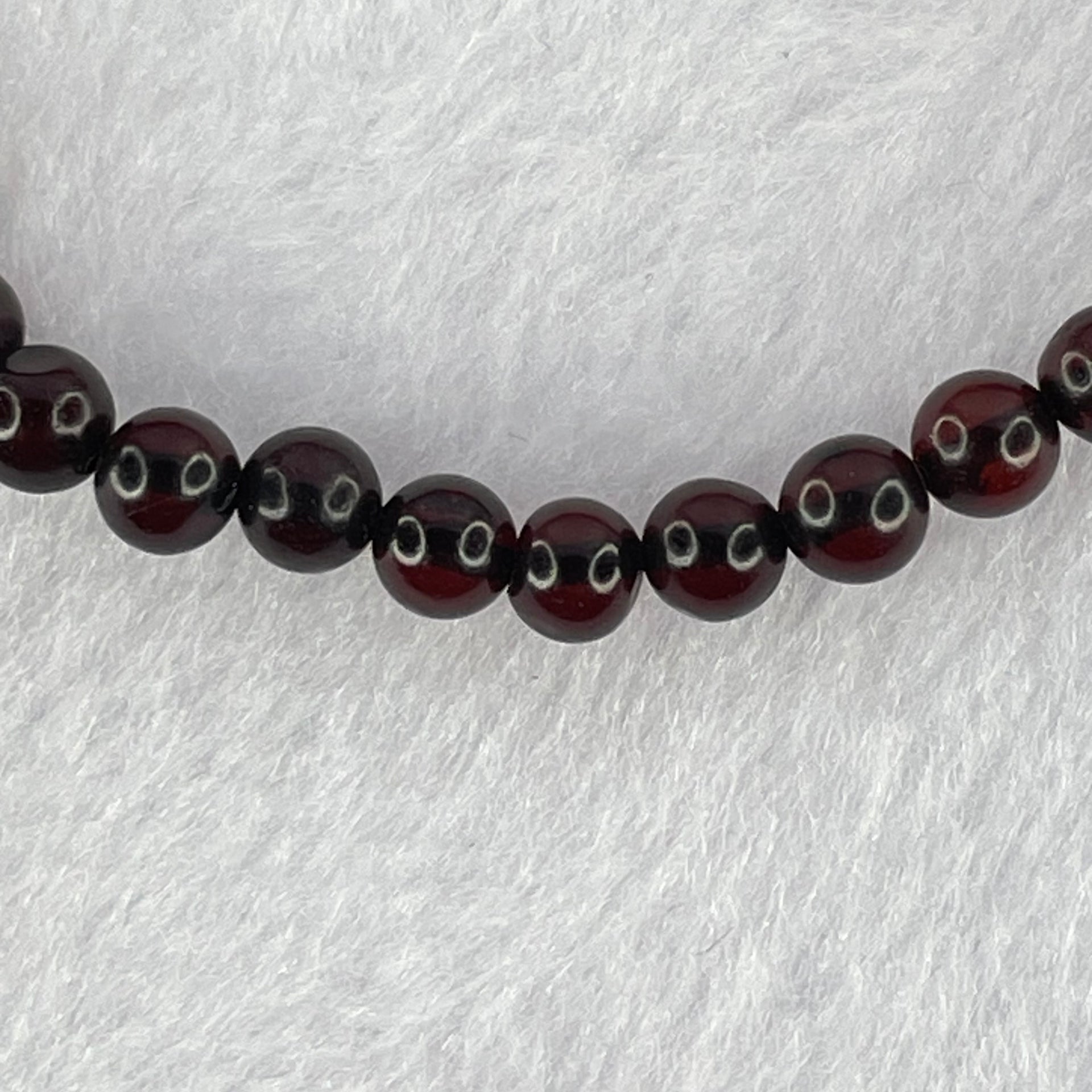 Natural Dark Blood Red Amber Beads Bracelet 天然血珀手链 3.89g 14.5cm 5.3mm 30 Beads - Huangs Jadeite and Jewelry Pte Ltd