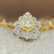 Colourless Cubic Zirconia with Crystals in AU750 Plated In Sliver Ring (Adjustable Size) 3.81g 8.5 by 6.7mm - Huangs Jadeite and Jewelry Pte Ltd