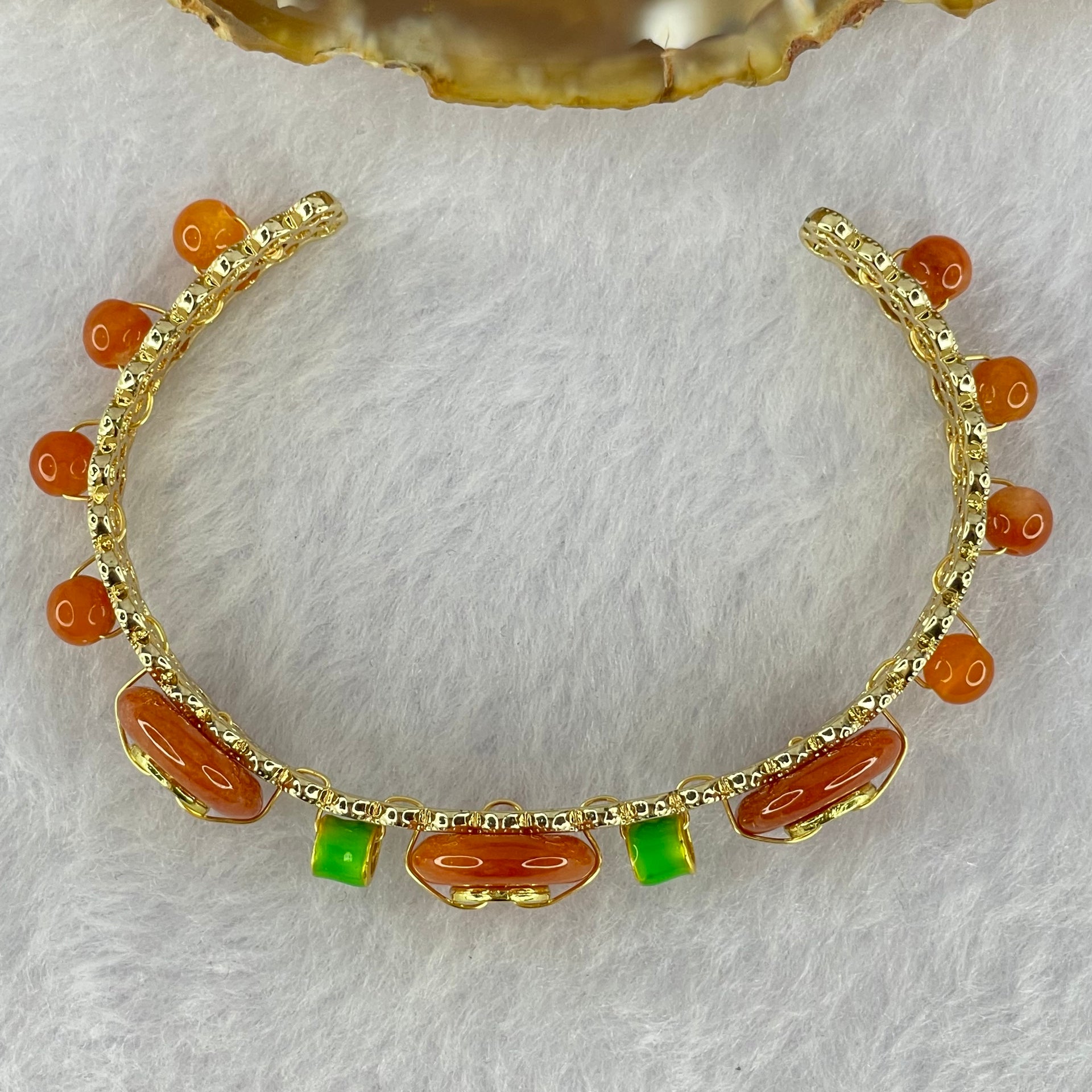 Type A Red Jadeite Ping An Kou Donut and Beads 13.22g 12.9 by 4.0mm 3pcs 5.0mm 8 Beads - Huangs Jadeite and Jewelry Pte Ltd