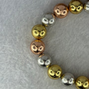 Natural Meteorite Sliver, Gold and Rose Gold Color Beads Bracelet 125.96g 18cm 12.4mm 17 Beads - Huangs Jadeite and Jewelry Pte Ltd